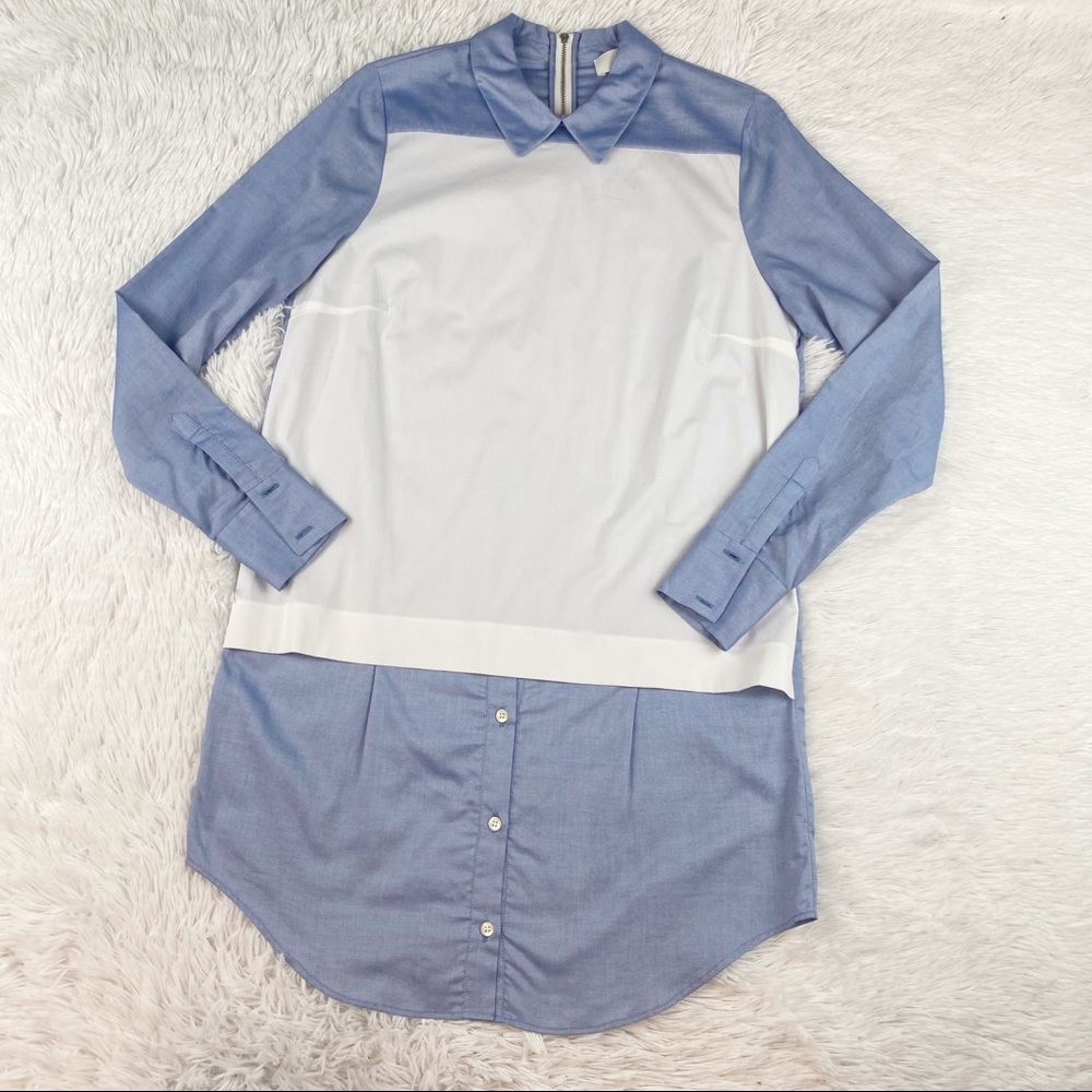 Thakoon Addition long sleeve color block shirt dress in blue